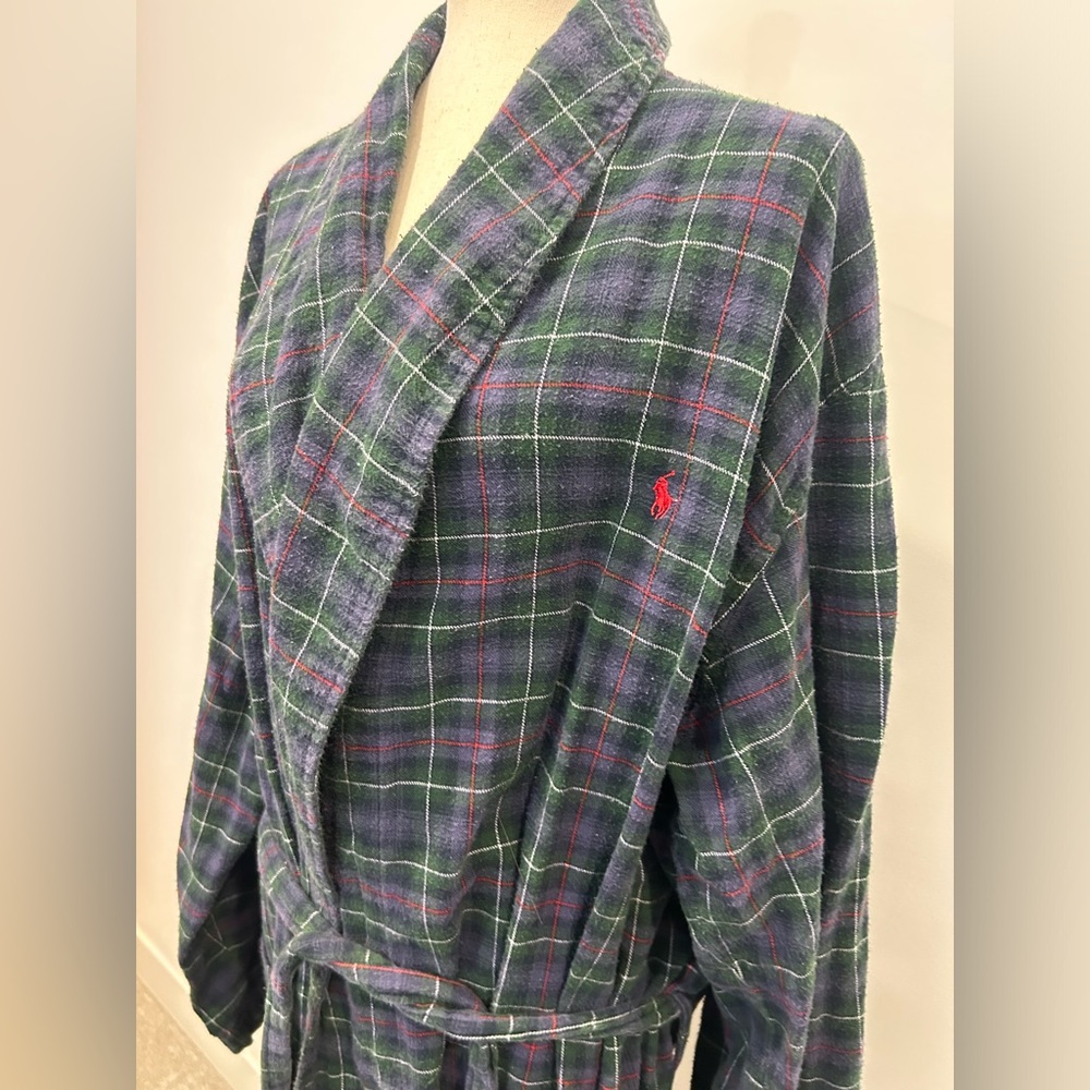 Vintage Polo Ralph Lauren Robe Mens Large/xL Plaid Belt